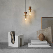 Modern Walnut Copper Bedside Pendant Light
