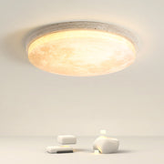Modern Stone Round Flush Mount Moon Dimmable Ceiling Light