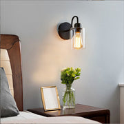 Simple Iron Black Chic Glass Wall Lights For Bedroom