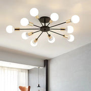Black Simple Iron Multi-Head Chandelier For Bedroom