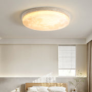 Modern Stone Round Flush Mount Moon Dimmable Ceiling Light