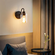 Simple Iron Black Chic Glass Wall Lights For Bedroom