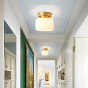 Modern Small Gold Semi Flush Ceiling Light Hallway