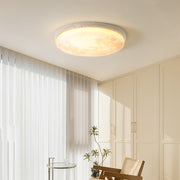 Modern Stone Round Flush Mount Moon Dimmable Ceiling Light