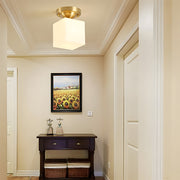 Modern Small Gold Semi Flush Ceiling Light Hallway