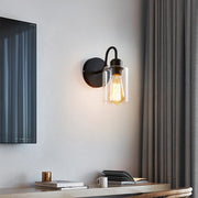 Simple Iron Black Chic Glass Wall Lights For Bedroom