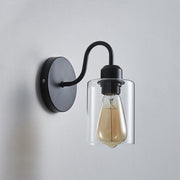 Simple Iron Black Chic Glass Wall Lights For Bedroom
