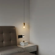 Modern Walnut Copper Bedside Pendant Light