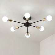 Black Simple Iron Multi-Head Chandelier For Bedroom