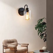 Simple Iron Black Chic Glass Wall Lights For Bedroom