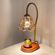 Vintage Glass Flower Shape Wood Warming Warming Candle Lamp