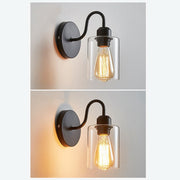 Simple Iron Black Chic Glass Wall Lights For Bedroom