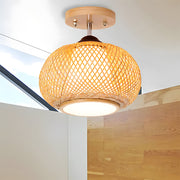 Natural Round Bamboo Ceiling Lights for Bedroom