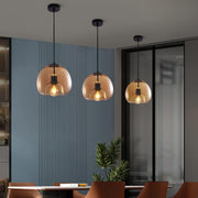 Modern Simple Metal Glass Dining Room Pendant Light