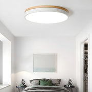 Wooden Round Shape Flush LED Ceiling Lights For Living Room