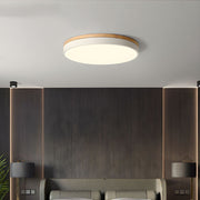 Wooden Round Shape Flush LED Ceiling Lights For Living Room