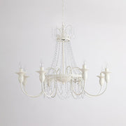 Vintage White Metal & Glass Luxury Chandelier Light -Homdiy