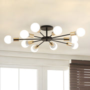 Black Simple Iron Multi-Head Chandelier For Bedroom
