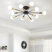 Black Simple Iron Multi-Head Chandelier For Bedroom