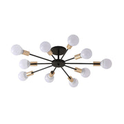 Black Simple Iron Multi-Head Chandelier For Bedroom
