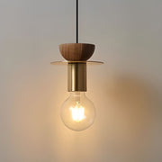 Modern Walnut Copper Bedside Pendant Light