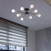 Black Simple Iron Multi-Head Chandelier For Bedroom