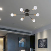 Black Simple Iron Multi-Head Chandelier For Bedroom