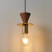 Modern Walnut Copper Bedside Pendant Light