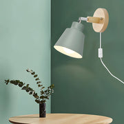 Colorful Wood Iron Bedroom Wall Light with Switch