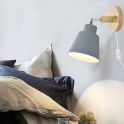 Colorful Wood Iron Bedroom Wall Light with Switch