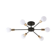 Black Simple Iron Multi-Head Chandelier For Bedroom