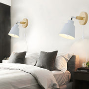 Colorful Wood Iron Bedroom Wall Light with Switch