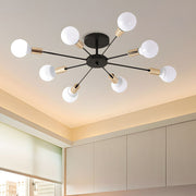 Black Simple Iron Multi-Head Chandelier For Bedroom