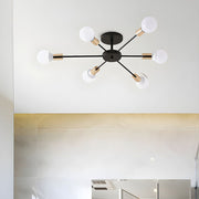 Black Simple Iron Multi-Head Chandelier For Bedroom