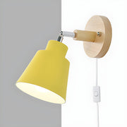 Colorful Wood Iron Bedroom Wall Light with Switch