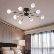 Black Simple Iron Multi-Head Chandelier For Bedroom