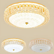 Luxurious Gold Round Crystal Living Room Ceiling Light