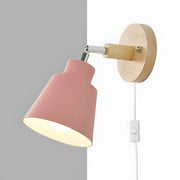 Colorful Wood Iron Bedroom Wall Light with Switch
