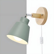 Colorful Wood Iron Bedroom Wall Light with Switch