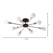 Black Simple Iron Multi-Head Chandelier For Bedroom