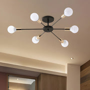 Black Simple Iron Multi-Head Chandelier For Bedroom