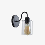 Simple Iron Black Chic Glass Wall Lights For Bedroom