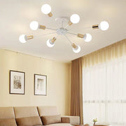 Black Simple Iron Multi-Head Chandelier For Bedroom