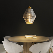 Antique Design Stripped Glass Brass Pendant Light