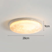 Modern Stone Round Flush Mount Moon Dimmable Ceiling Light