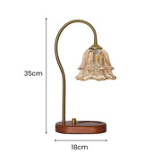 Vintage Glass Flower Shape Wood Warming Warming Candle Lamp