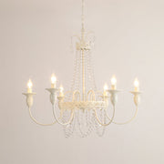 Vintage White Metal & Glass Luxury Chandelier Light -Homdiy