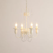 Vintage White Metal & Glass Luxury Chandelier Light -Homdiy