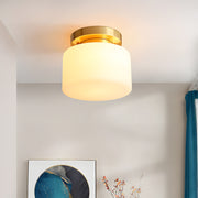Modern Small Gold Semi Flush Ceiling Light Hallway