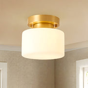 Modern Small Gold Semi Flush Ceiling Light Hallway